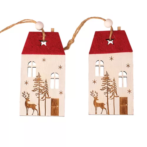House Ornament Set, 9.5 x 5cm, for Creative Use or Christmas Tree