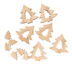   Karácsonyi dekorációs szett, fa fenyőfák, 2-4 cm, 12db. - Natúr