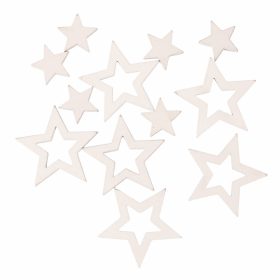   Karácsonyi dekorációs szett, fa csillagok, 2-4 cm, 12db. - Fehér