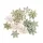 Christmas Decoration Set, Wooden Snowflakes, 3cm, 24 pcs - Green/White Mix