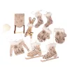 Christmas Decoration Set, 6-10cm, Hanging, Felted Wood - Grey