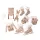 Christmas Decoration Set, 6-10cm, Hanging, Felted Wood - Grey