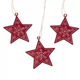   Bordó karácsonyi fém csillag függődísz szett 3db, 18 x 15 x 1cm, kreatív felhasználásra vagy karácsonyfára