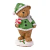 Karácsonyi polirezin zöld ruhás maci figura 5.6 x 5 x 12.6cm
