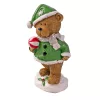 Karácsonyi polirezin zöld ruhás maci figura 5.6 x 5 x 12.6cm