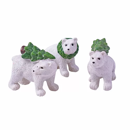 Jegesmedve dekor figura, 3 db-os csomag, 9 x 2 x 10cm - Fehér/zöld