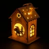 Akasztós világító faház dekoráció 10.2 x 8 x 6.5cm - Fehér/natúr