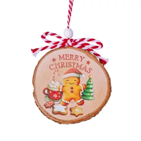   Karácsonyi fa függődísz „Merry Christmas” felirattal 7.5 x 0.5 x 8.5cm - Mézeskalács