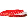 Satin ribbon with snowflake pattern 6mm x 20m - Red