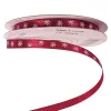 Satin ribbon with snowflake pattern 6mm x 20m – Burgundy