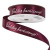 "Boldog Karácsonyt!" inscribed satin ribbon 20mm x 20m - Wine red