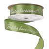 "Boldog Karácsonyt!" inscribed satin ribbon 20mm x 20m - Moss Green