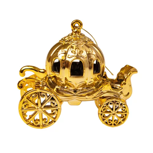 Acrylic Carriage Christmas Ornament, 11 x 9cm - Gold