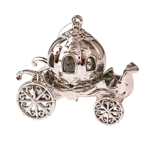 Acrylic Carriage Christmas Ornament, 11 x 9cm - Silver