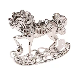  Acrylic Rocking Horse Christmas Ornament, 10 x 9.5 x 2.5cm - Silver