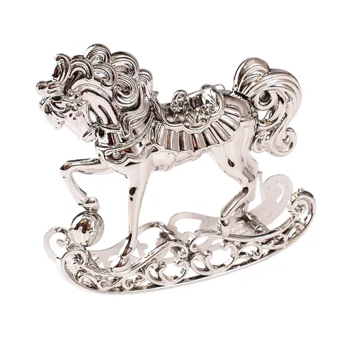 Acrylic Rocking Horse Christmas Ornament, 10 x 9.5 x 2.5cm - Silver