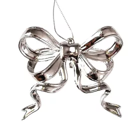 Acrylic Bow Christmas Ornament, 8 x 9cm - Silver