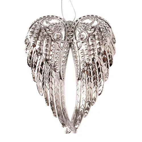 Acrylic Angel Wing Christmas Ornament, 15 x 11cm - Silver