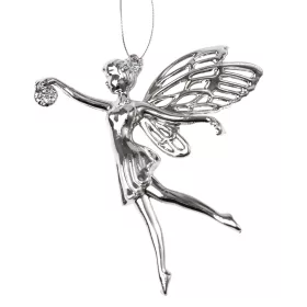 Acrylic Fairy Christmas Ornament, 11.3 x 12cm - Silver