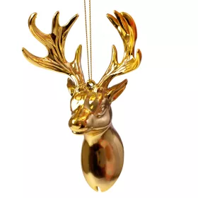 Acrylic Deer Head Christmas Ornament, 14 x 9cm - Gold