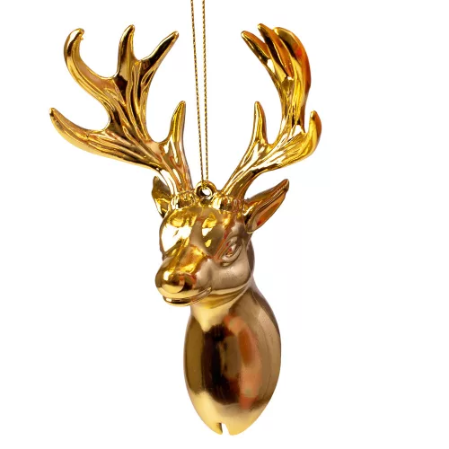 Acrylic Deer Head Christmas Ornament, 14 x 9cm - Gold