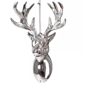 Acrylic Deer Head Christmas Ornament, 14 x 9cm - Silver