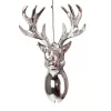 Acrylic Deer Head Christmas Ornament, 14 x 9cm - Silver