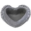 Cement pot, heart shape, dark gray 18.5x18.5x7.5cm