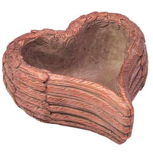 Cement kaspó, szív forma, szürke-arany 20x18.5x8.5cm 