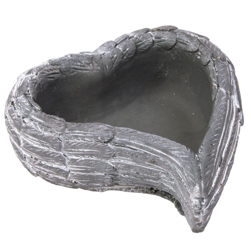 Cement kaspó, szív forma, sötét szürke 17.5x16x6.5cm