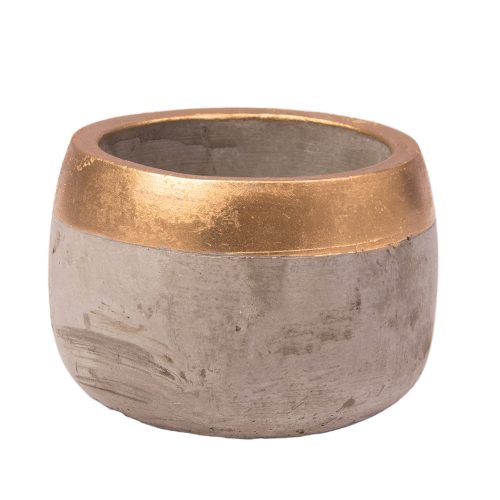 Cement pot, gold flange 9.5x9.5x7cm