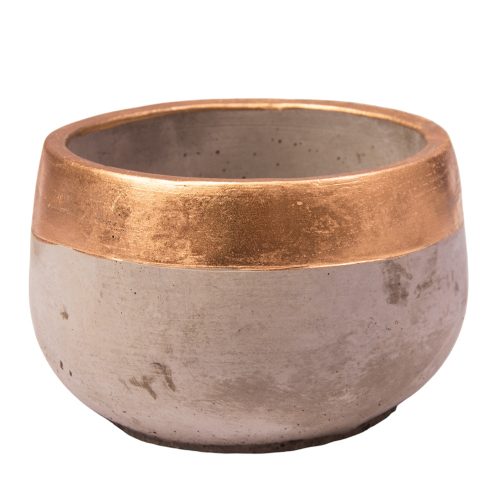 Cement pot, gold flange 13.5x13.5x8.5cm