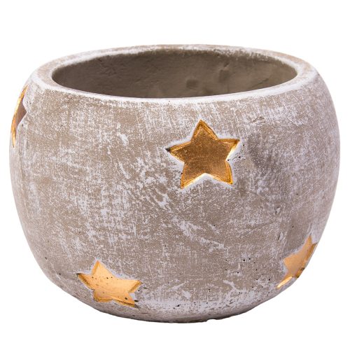 Cement pot, gold star pattern 12.5x12.5x10cm