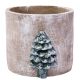 Cement pot, pine wood pattern 15x16.5x13.2cm