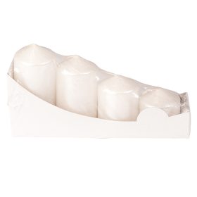   Lépcsős adventi henger gyertya készlet, Ø40 x 40/55/70/85mm - Metál gyöngyház fehér