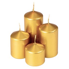  Lépcsős adventi henger gyertya készlet, Ø40 x 40/55/70/85mm - Metál arany