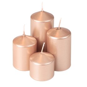   Lépcsős adventi henger gyertya készlet, Ø40 x 40/55/70/85mm - Metál pezsgő
