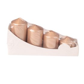   Lépcsős adventi henger gyertya készlet, Ø40 x 40/55/70/85mm - Metál pezsgő