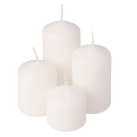   Lépcsős adventi henger gyertya készlet, Ø40 x 40/55/70/85mm - Matt fehér