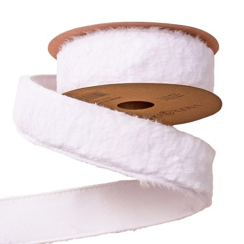Fur ribbon with wire edge 38mm x 5m - White