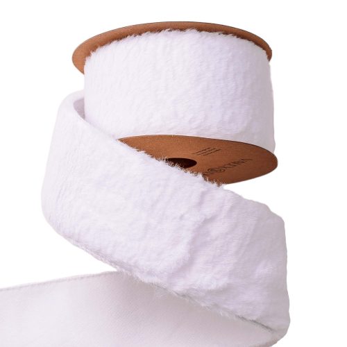 Fur ribbon with wire edge 63mm x 5m - White