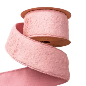Fur ribbon with wired edge 63mm x 5m - Powder pink