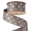 Gold dotted grosgrain ribbon 38mm x 20m - Gray