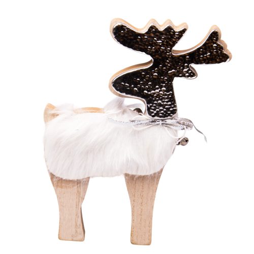 Christmas furry deer decoration 16cm x 20cm