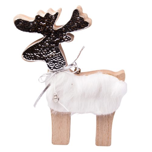 Christmas furry deer decoration 12cm x 15cm
