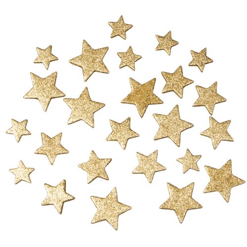 24 db. Glitteres csillag karácsonyi dekor 4- 5.5cm - Arany