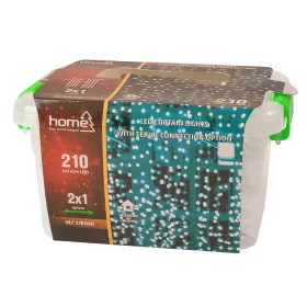   LED fényfüggöny 2x1 m, 210 db hidegfehér LED, állófényű, sorolható, fehér vezetékkel, kül- és beltéri használatra