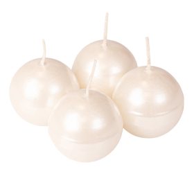   Adventi gömb gyertya készlet 5cm - Metál gyöngyház fehér