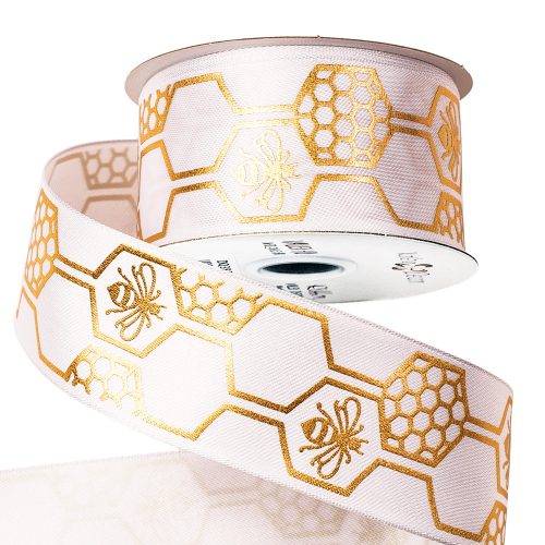 Bee premium satin ribbon with wired edge 38mm x 6.4m