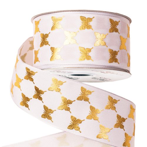 Butterfly premium satin ribbon with wired edge 38mm x 6.4m